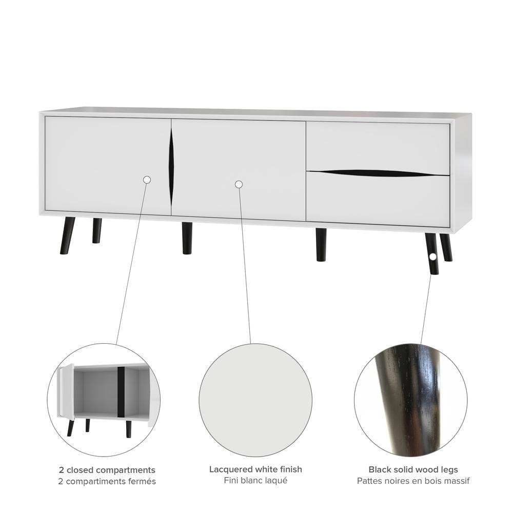 Bestar Maia 63W TV Stand in white. Picture 4
