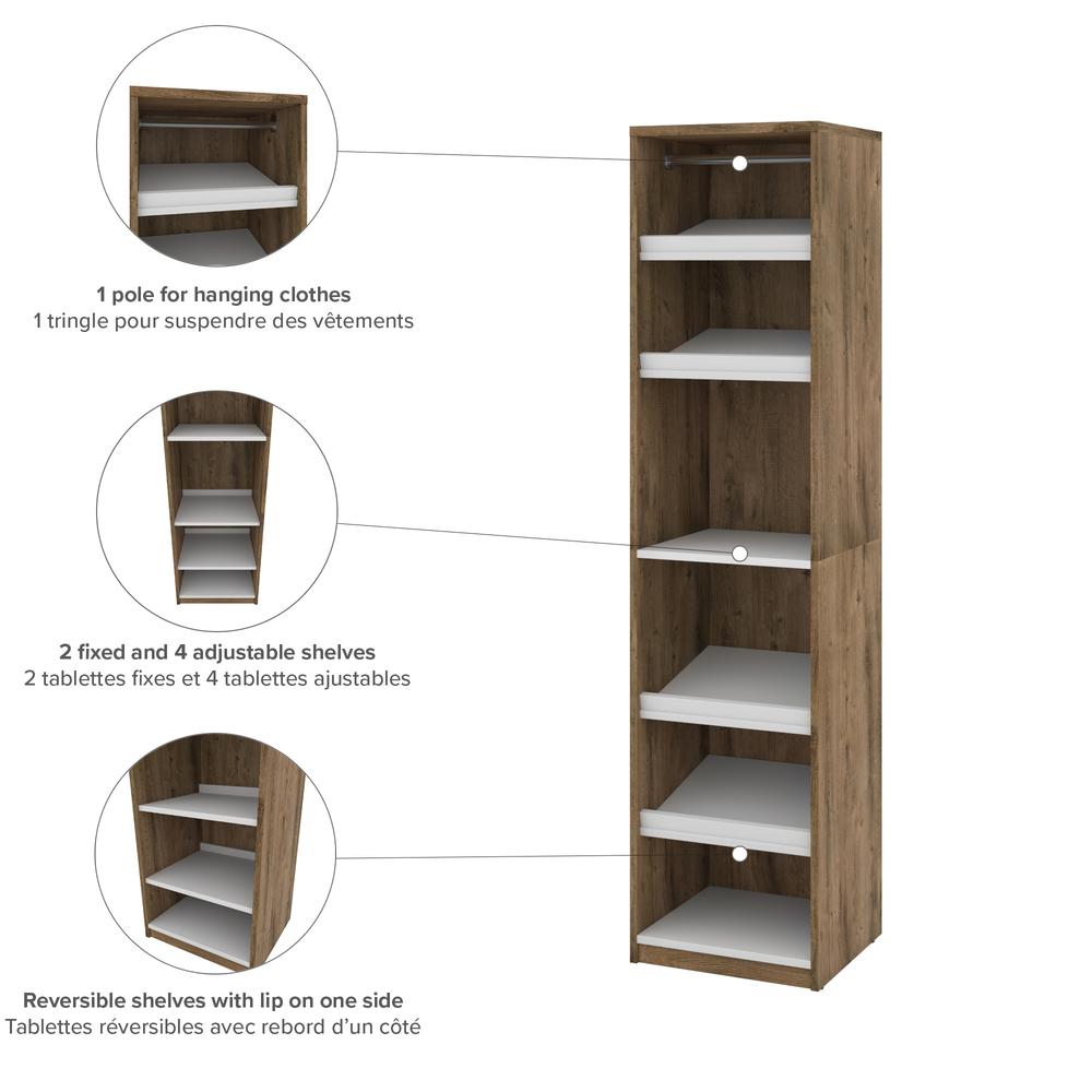 Cielo 19.5" Shoe/Closet Storage Unit Featuring Reversible Shelves in Rustic Brown and White. Picture 6