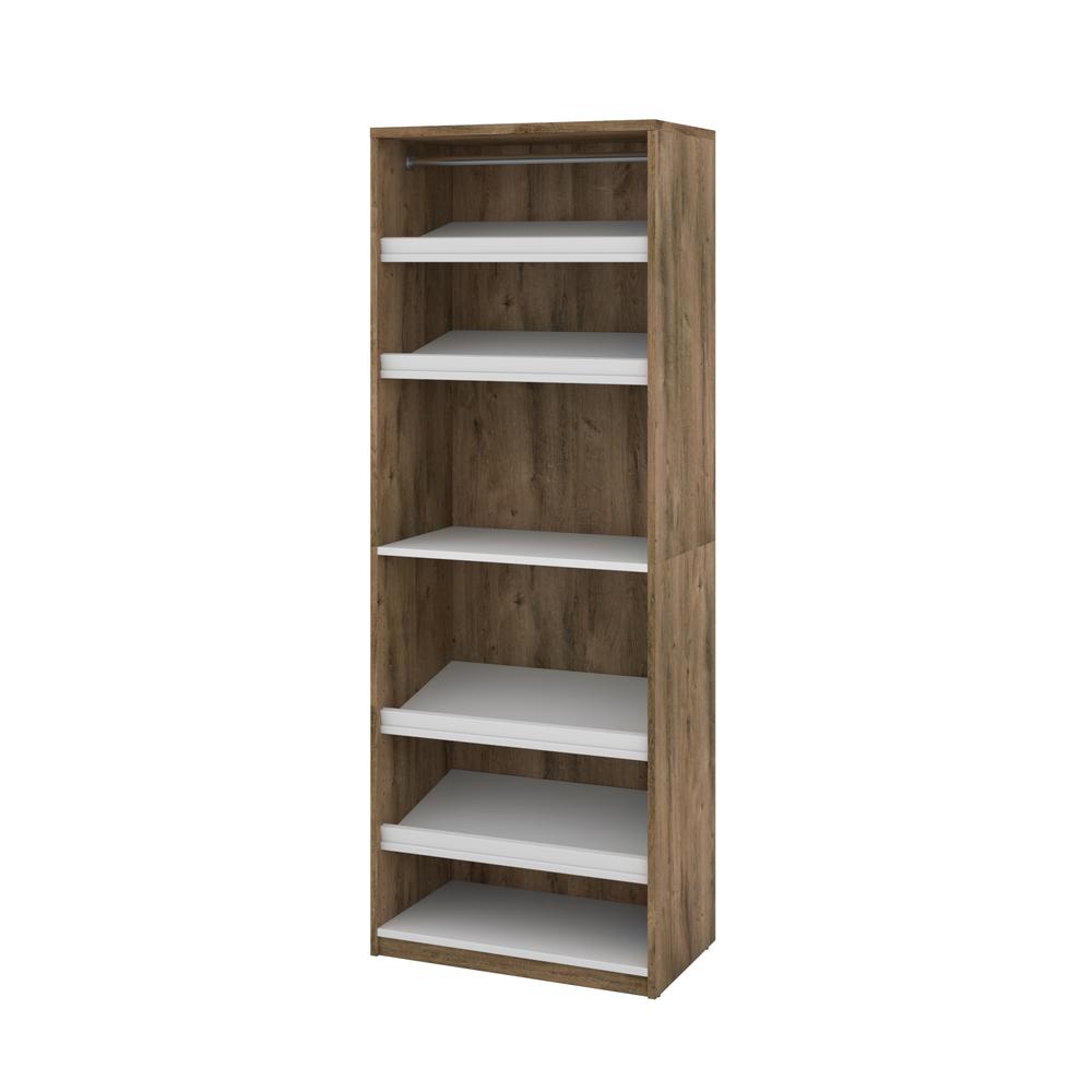 Cielo 29.5" Shoe/Closet Storage Unit Featuring Reversible Shelves in Rustic Brown and White. Picture 1