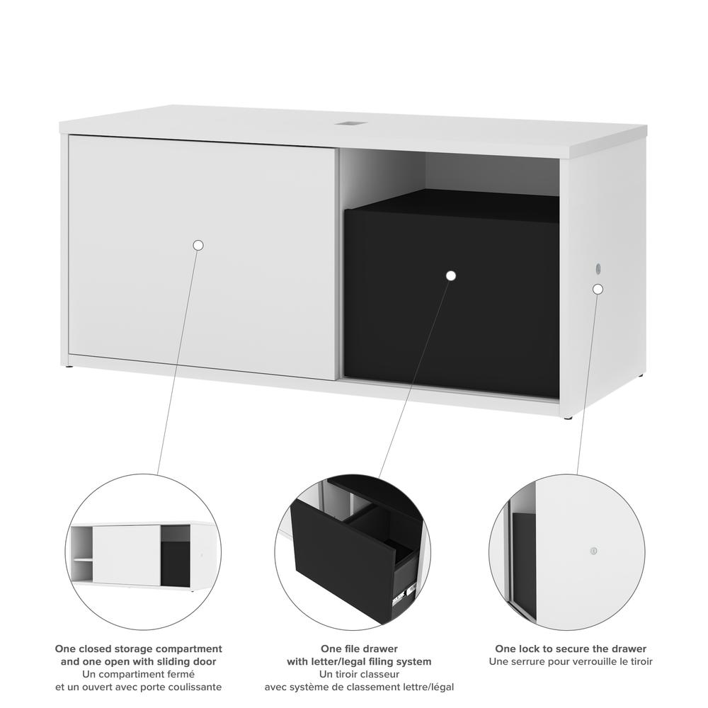 Height Adjustable L-Desk in White and Black. Picture 8