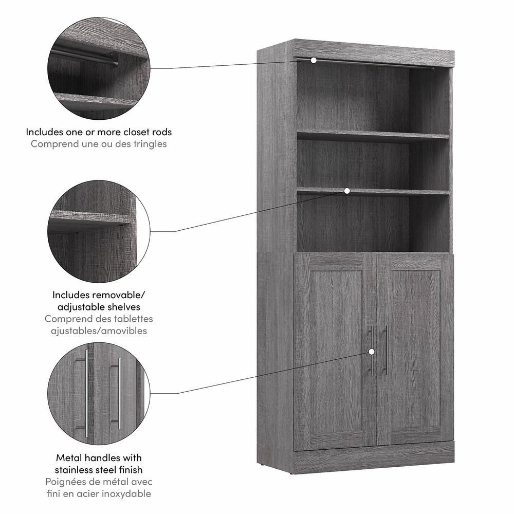 Pur 36W Closet Organizer with Doors in Bark Gray. Picture 2