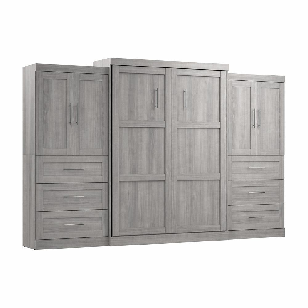 Pur Queen Murphy Bed with Wardrobes (136W) in Platinum Gray. Picture 1