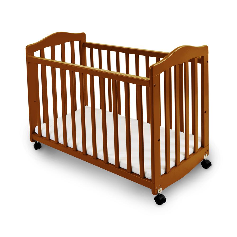 2-in-1 Convertible Cradle & Mini Crib with Mattress, Pecan. Picture 1