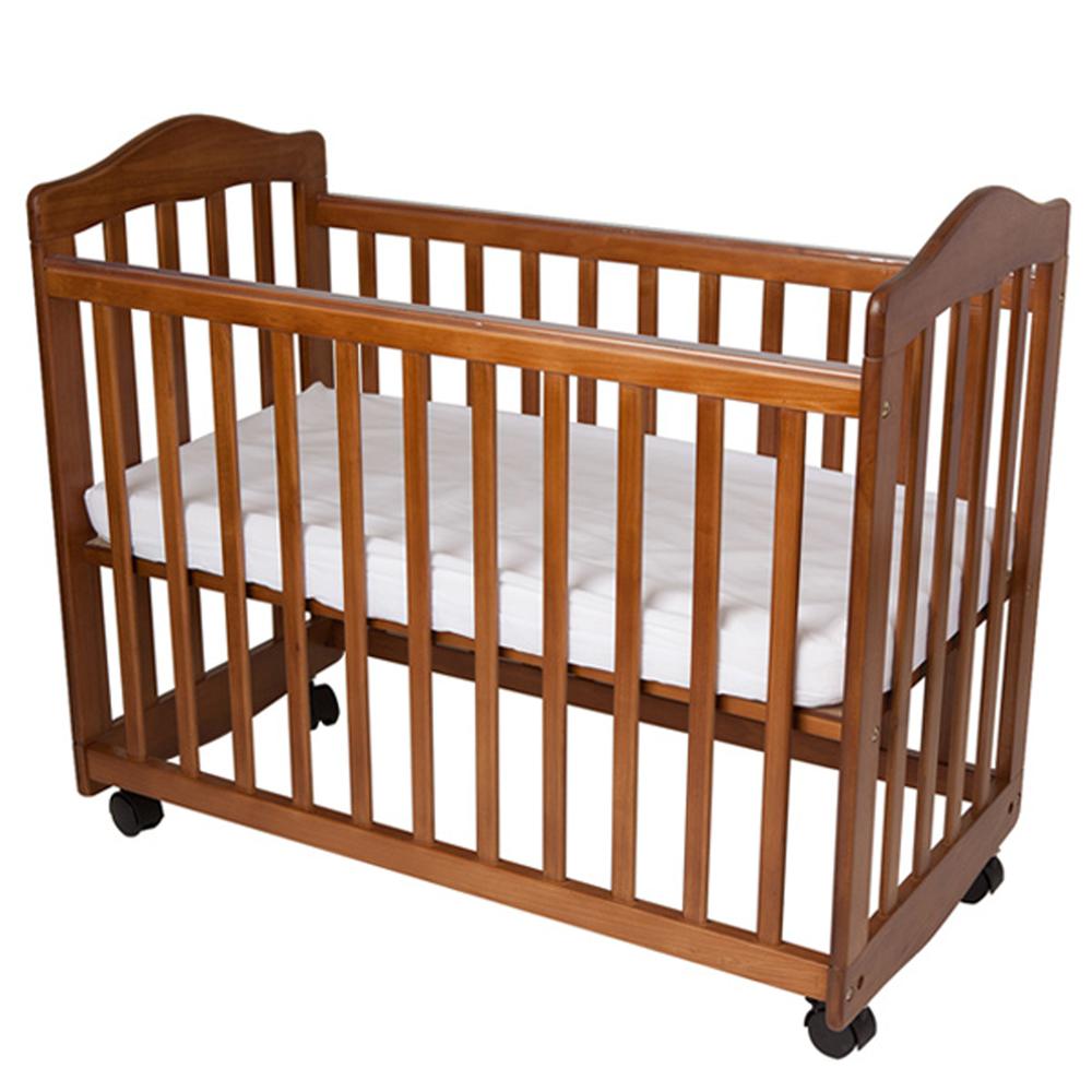 2-in-1 Convertible Cradle & Mini Crib with Mattress, Pecan. Picture 2