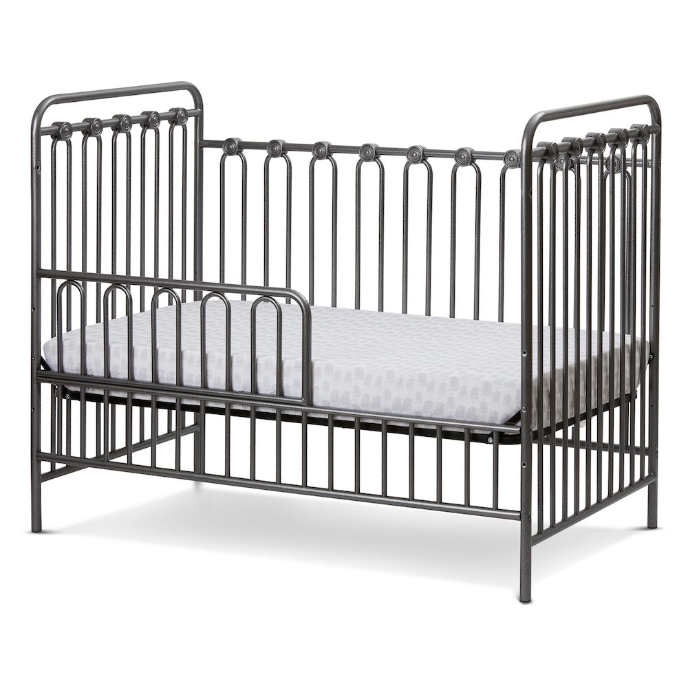 Napa 3 in 1 Convertible Full Sized Metal Crib in Pebble Grey. Picture 2
