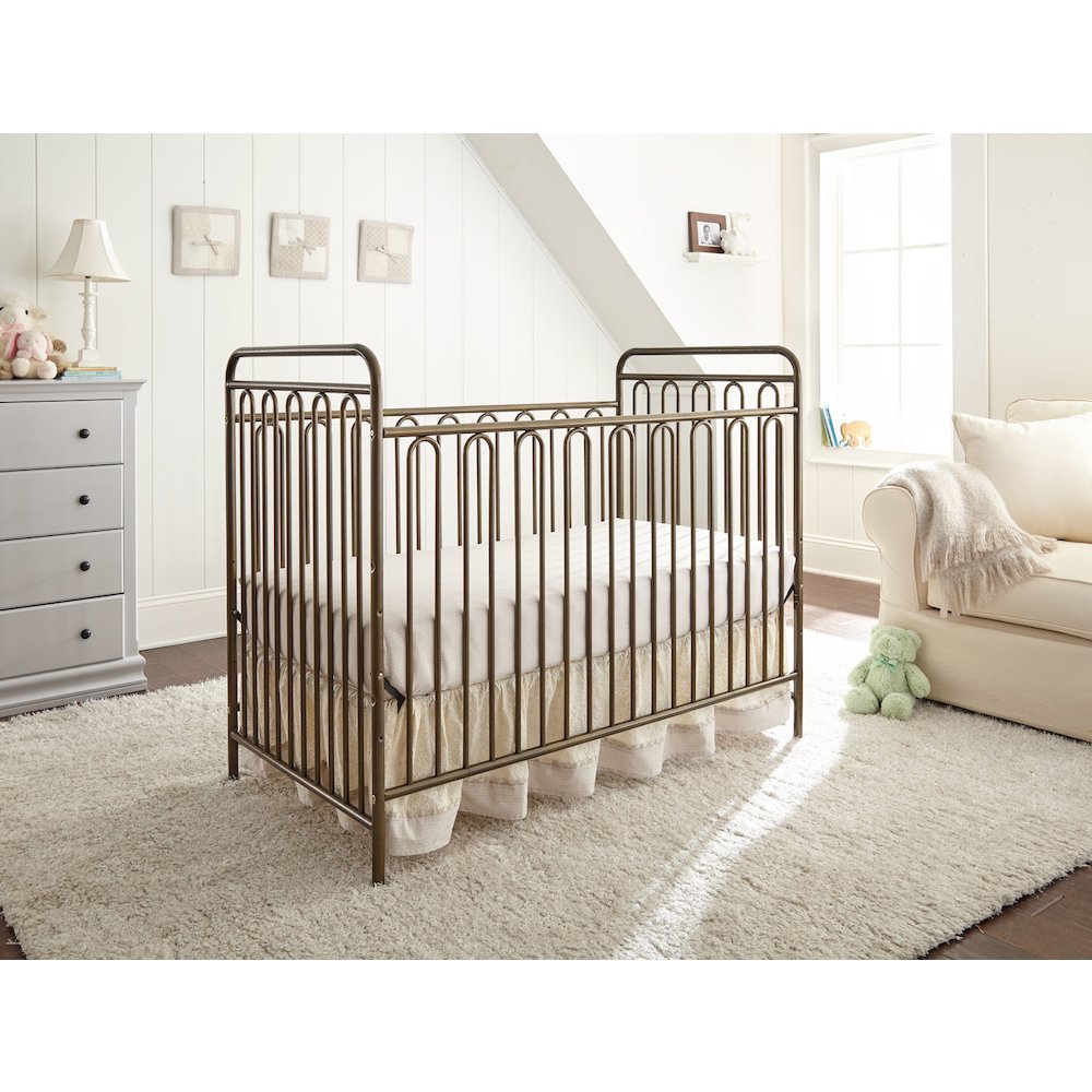 Trinity 3 in 1 Convertible Full Sized Metal Crib in Golden Nugget. Picture 1