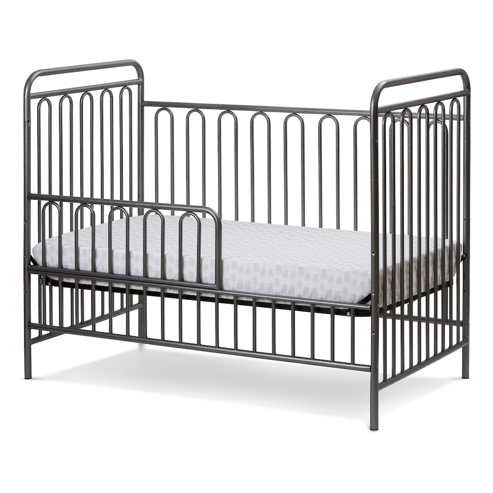 Trinity 3 in 1 Convertible Full Sized Metal Crib in Pebble Grey. Picture 2