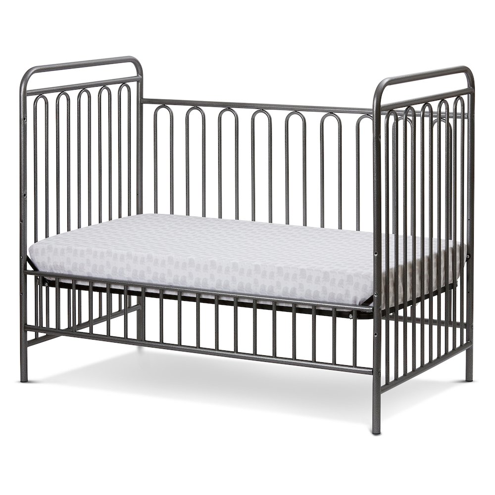 Trinity 3 in 1 Convertible Full Sized Metal Crib in Pebble Grey. Picture 3