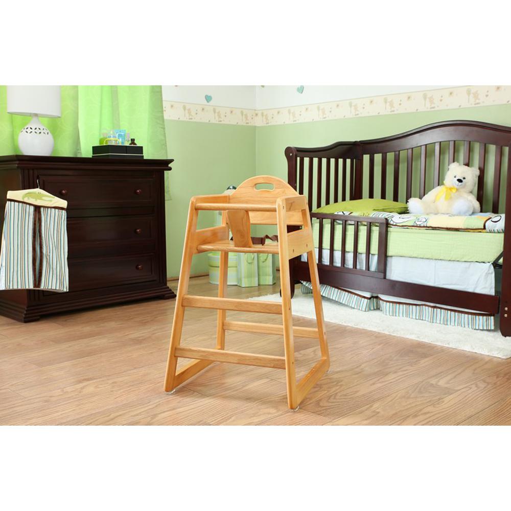 Solid Wood Stackable High Chair, Natural. Picture 2