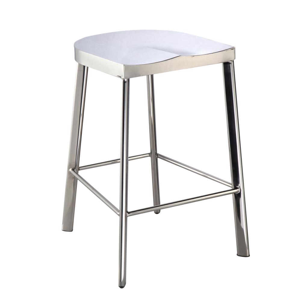 Swiss Polished Counter Stool, Silver. Picture 1