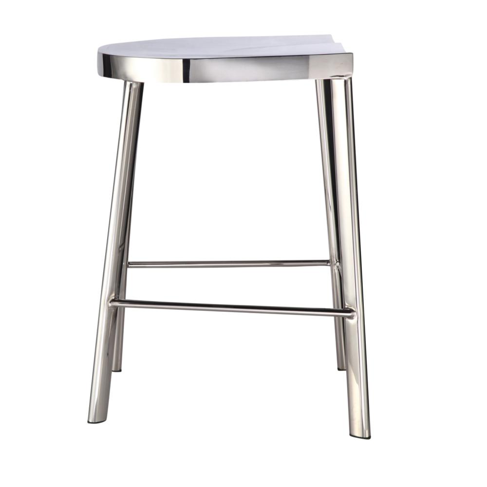 Swiss Polished Counter Stool, Silver. Picture 2