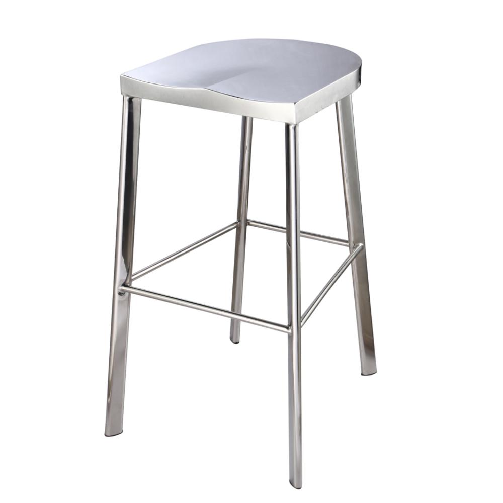 Swiss Polished Bar Stool, Silver. Picture 5