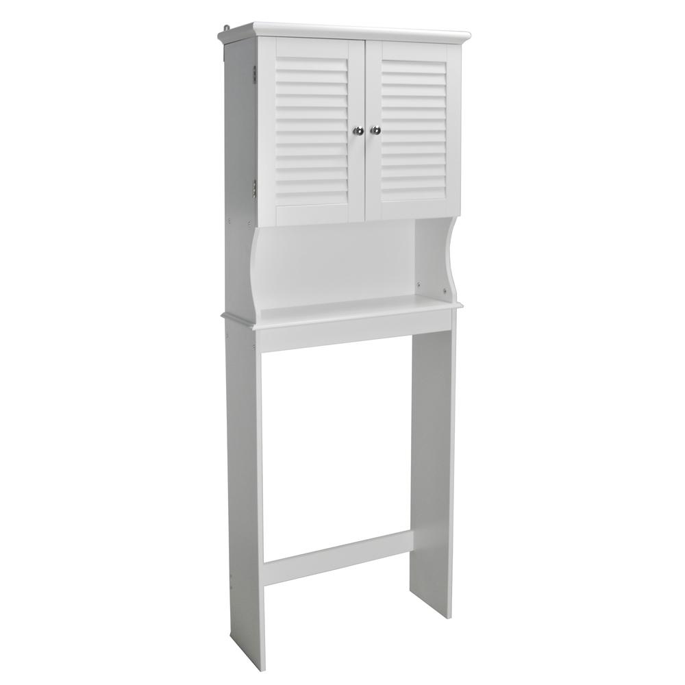 Contemporary Country Louvered Doors Space Saver, White. Picture 3