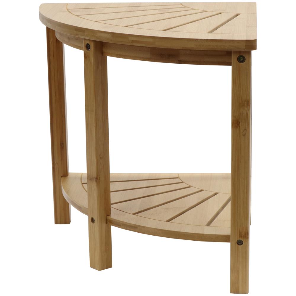 Bamboo Spa Style Corner Shower Seat With Shelf. Picture 5