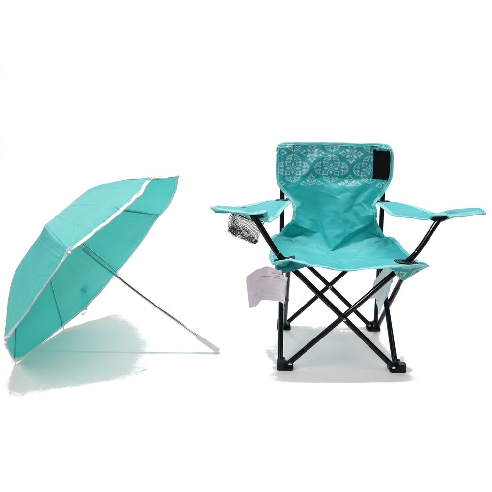 Beach Baby® ALL-SEASON Umbrella Chair, Matching Carry Bag, Medalion Teal. Picture 1