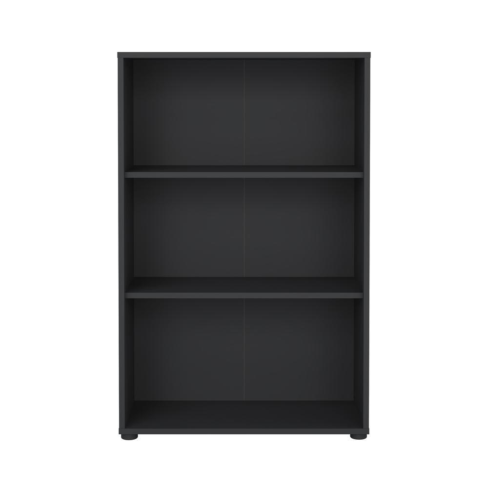 Sign Adjustable 3 Shelf Bookcase, Open Storage Home Office Bookshelf, Matte Grey. Picture 1