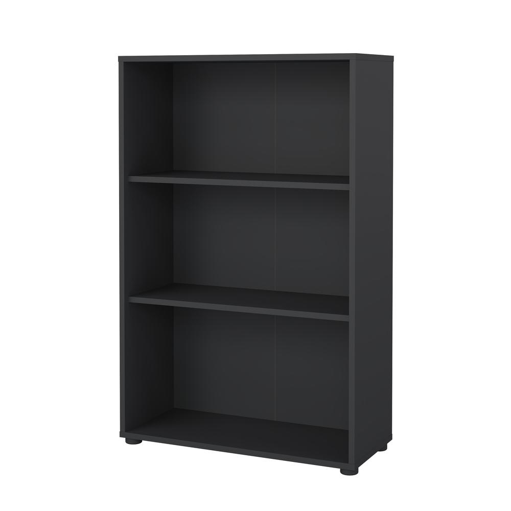Sign Adjustable 3 Shelf Bookcase, Open Storage Home Office Bookshelf, Matte Grey. Picture 2