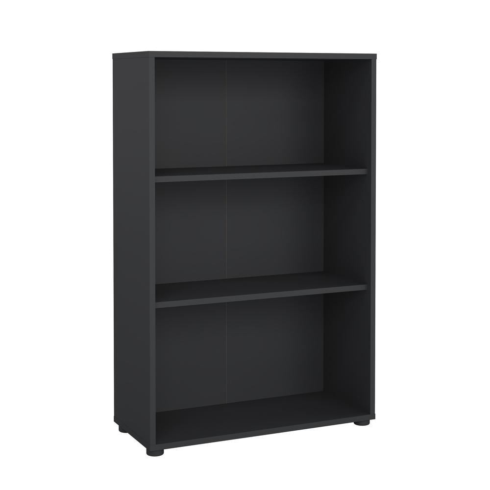 Sign Adjustable 3 Shelf Bookcase, Open Storage Home Office Bookshelf, Matte Grey. Picture 3