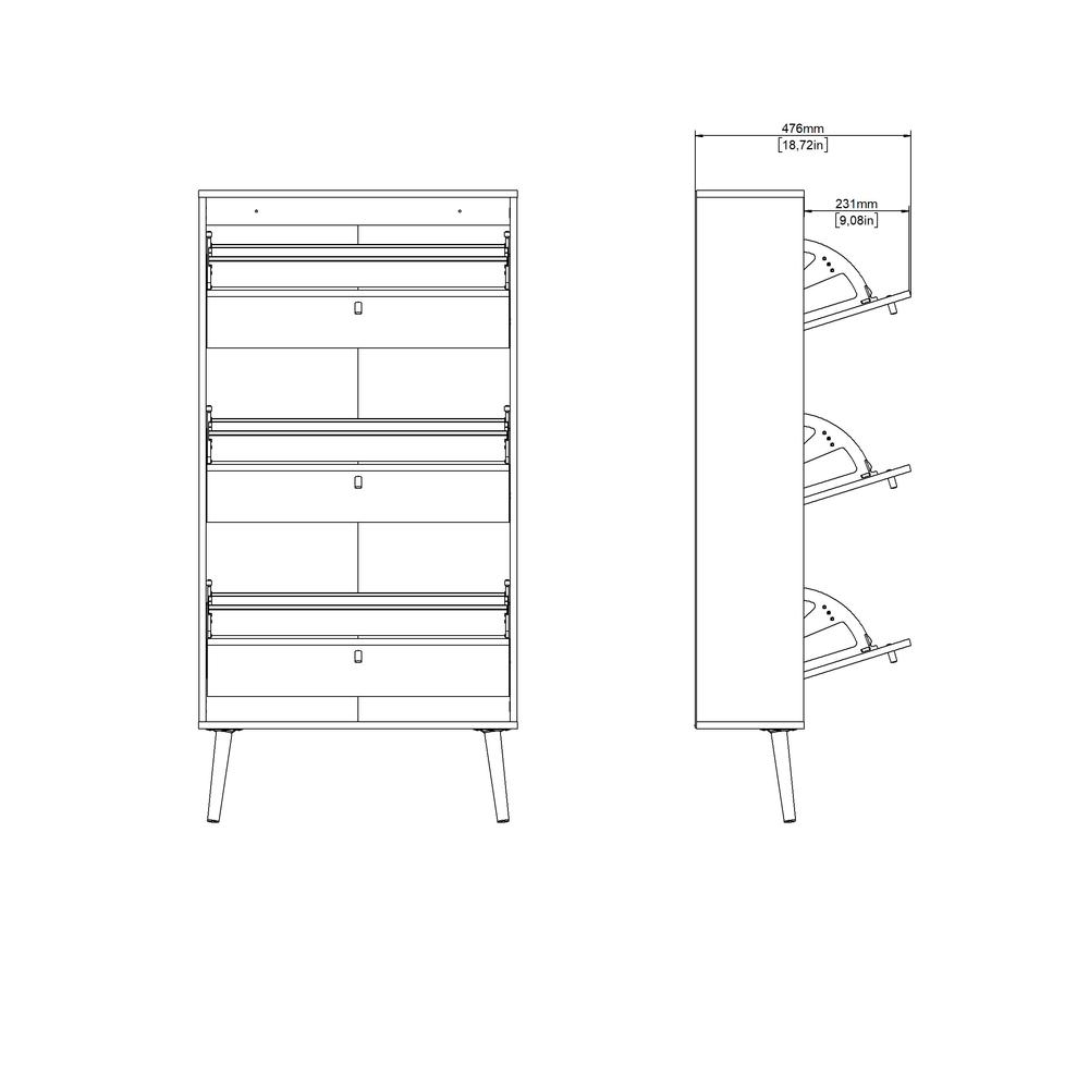 Bodo 3 Drawer Shoe Storage Cabinet,  White. Picture 12