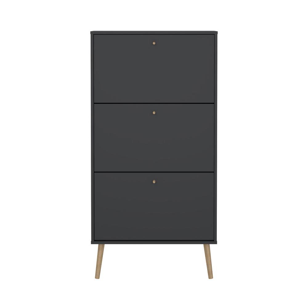 Bodo 3 Drawer Shoe Storage Cabinet, Matte Grey. Picture 1