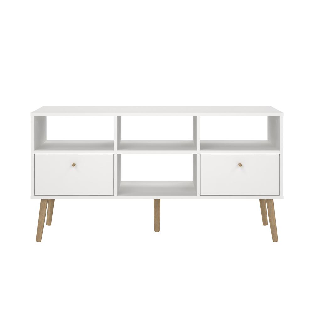 Bodo TV Stand with 2 Drawer and 4 Shelves, White. Picture 1