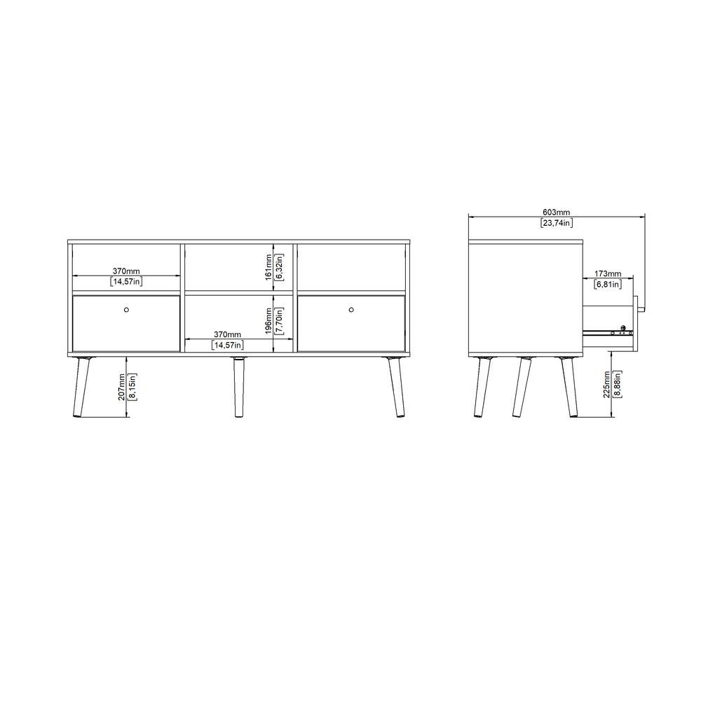 Bodo TV Stand with 2 Drawer and 4 Shelves, White. Picture 13