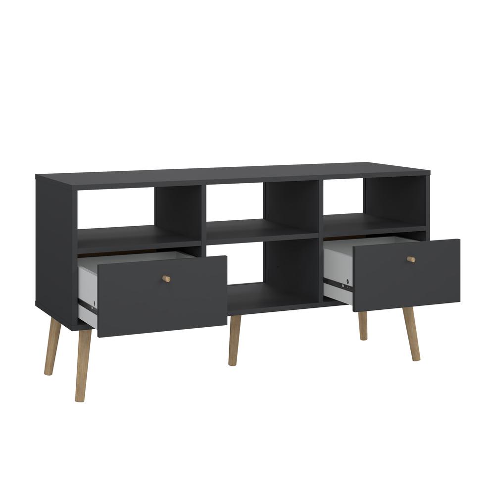 Bodo TV Stand with 2 Drawer and 4 Shelves, Matte Grey. Picture 6