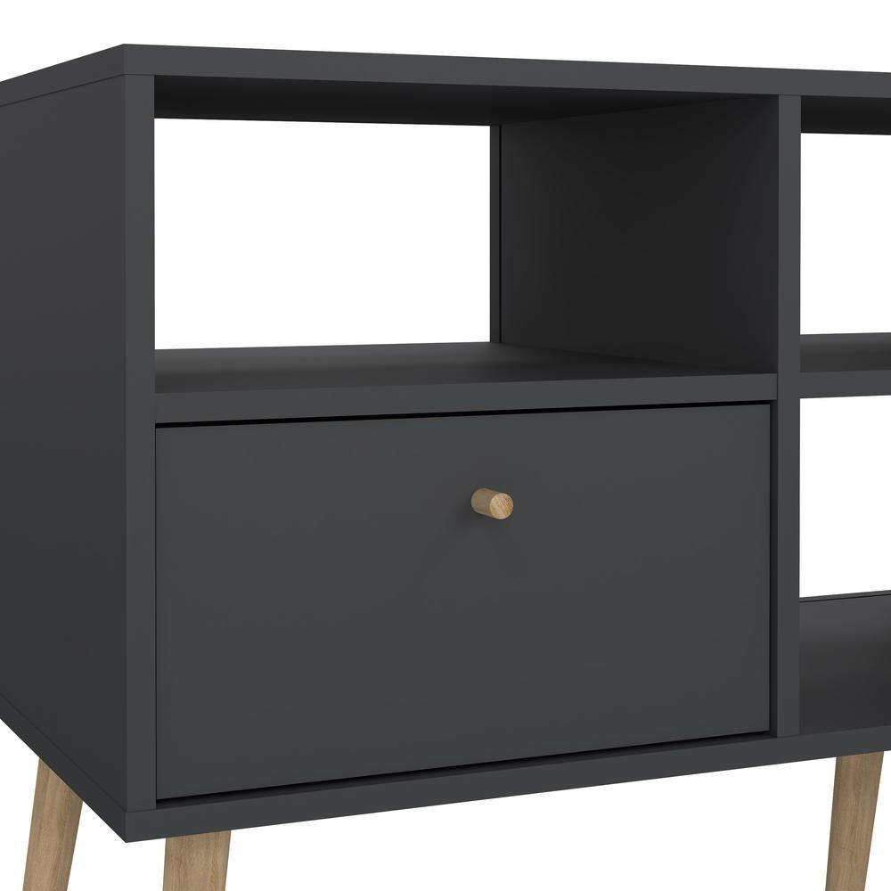 Bodo TV Stand with 2 Drawer and 4 Shelves, Matte Grey. Picture 8