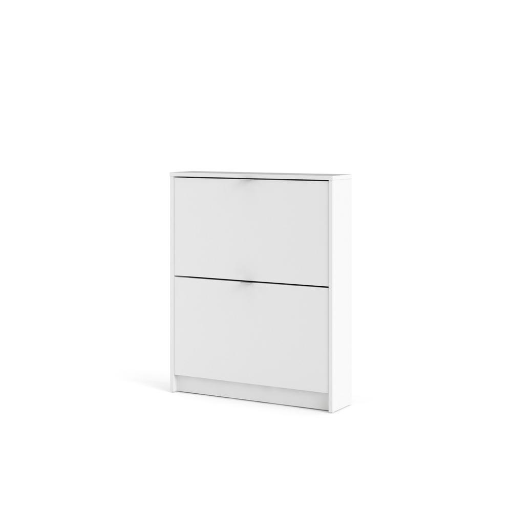 Bright 2 Drawer Shoe Cabinet, White. Picture 3