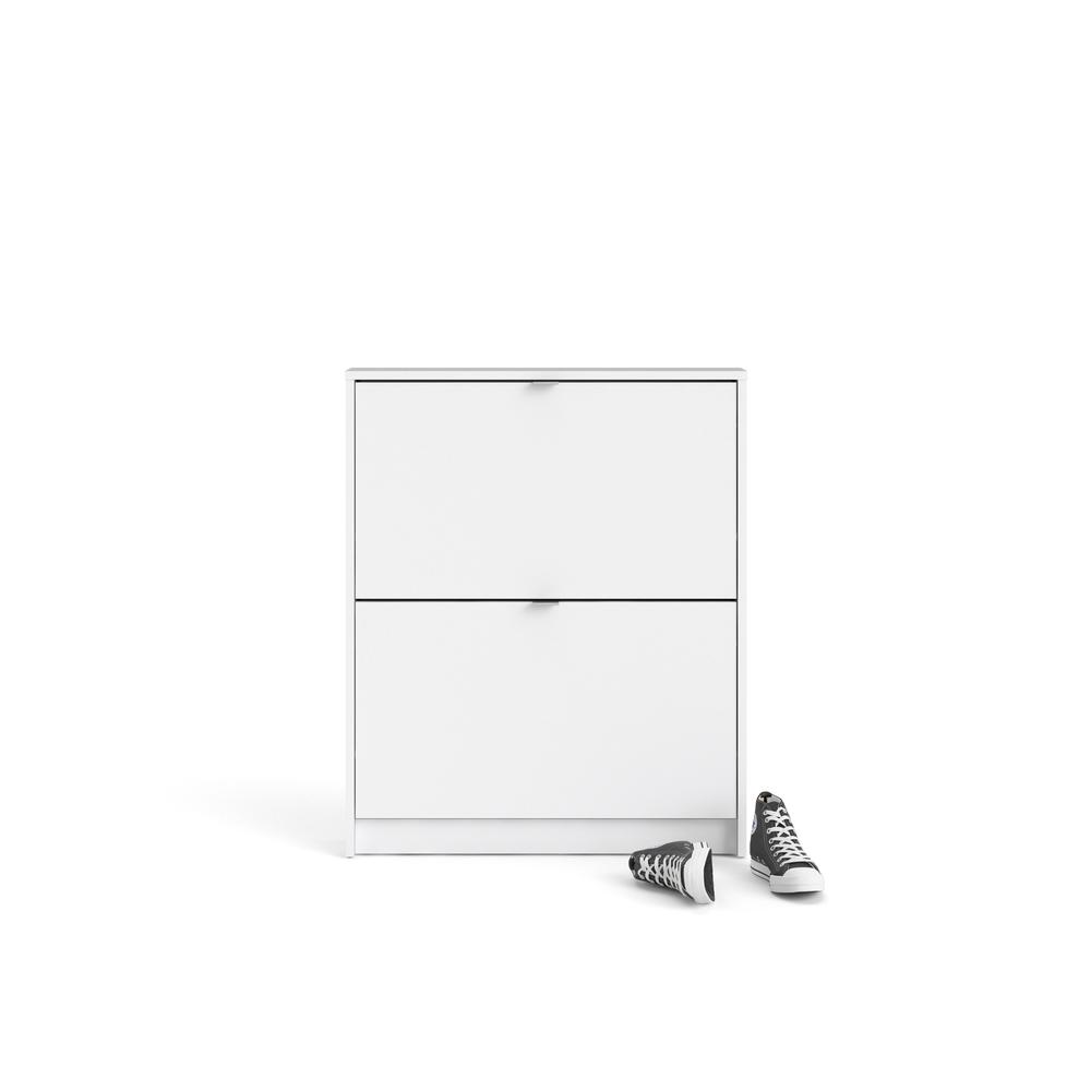 Bright 2 Drawer Shoe Cabinet, White. Picture 4