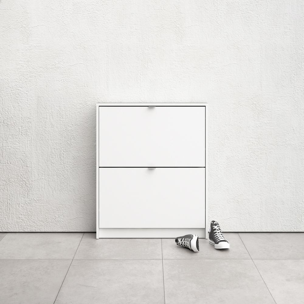 Bright 2 Drawer Shoe Cabinet, White. Picture 5