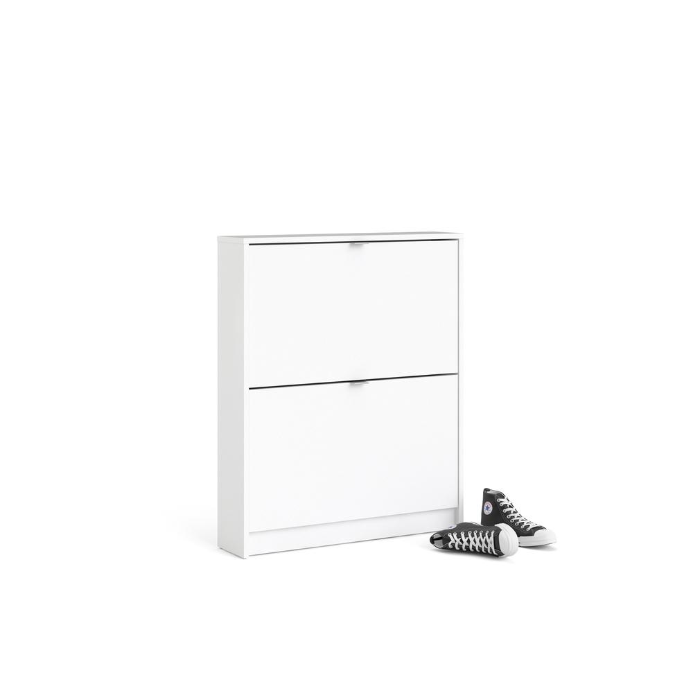 Bright 2 Drawer Shoe Cabinet, White. Picture 13