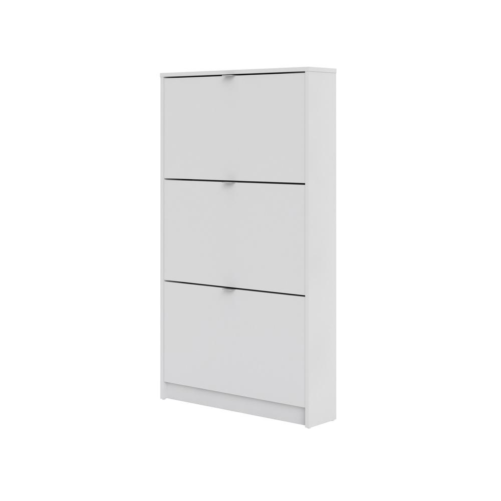Bright 3 Drawer Shoe Cabinet, White. Picture 3