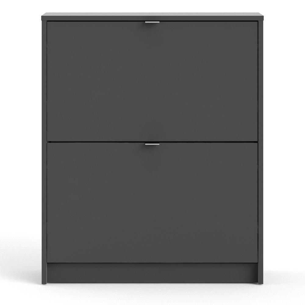 Bright 2 Drawer Shoe Cabinet, Matte Grey. Picture 1
