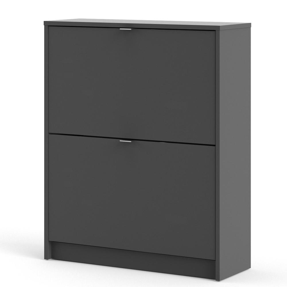 Bright 2 Drawer Shoe Cabinet, Matte Grey. Picture 2