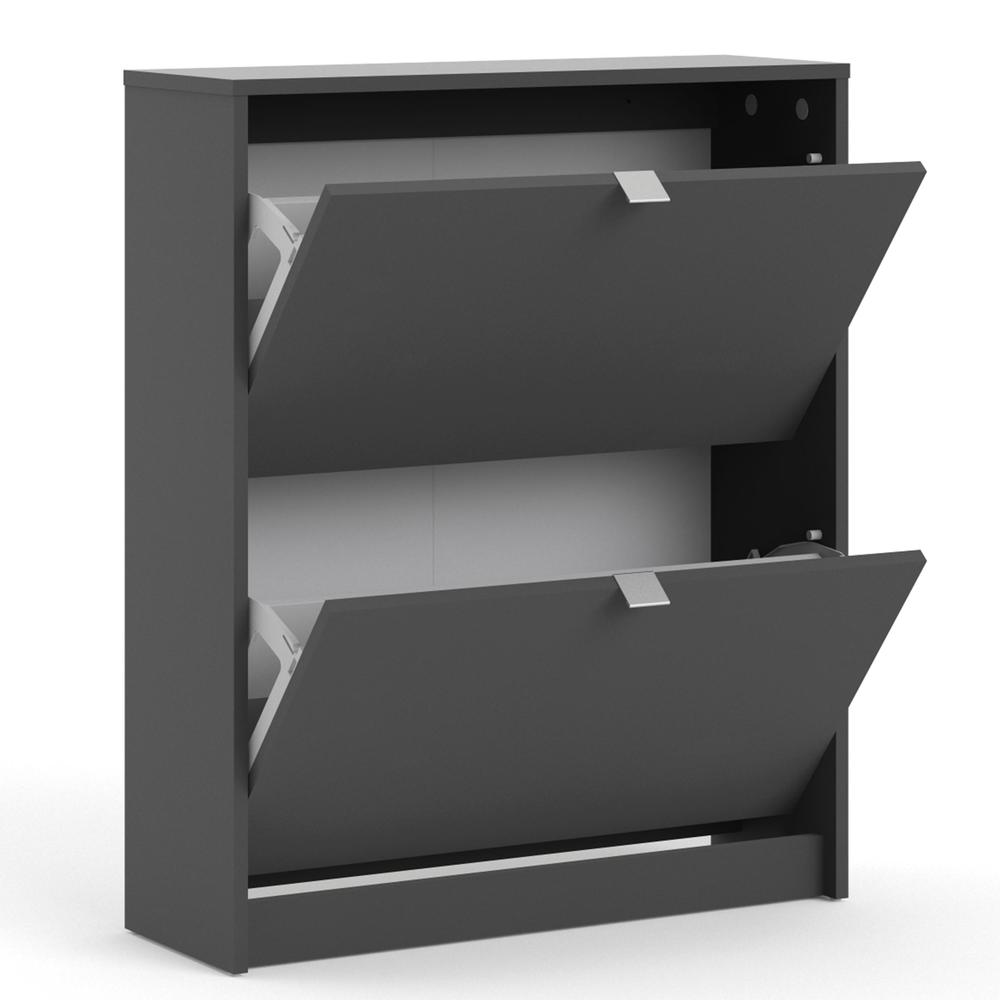 Bright 2 Drawer Shoe Cabinet, Matte Grey. Picture 7