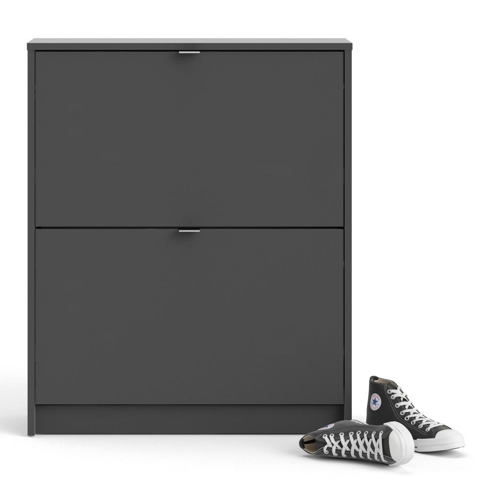 Bright 2 Drawer Shoe Cabinet, Matte Grey. Picture 10