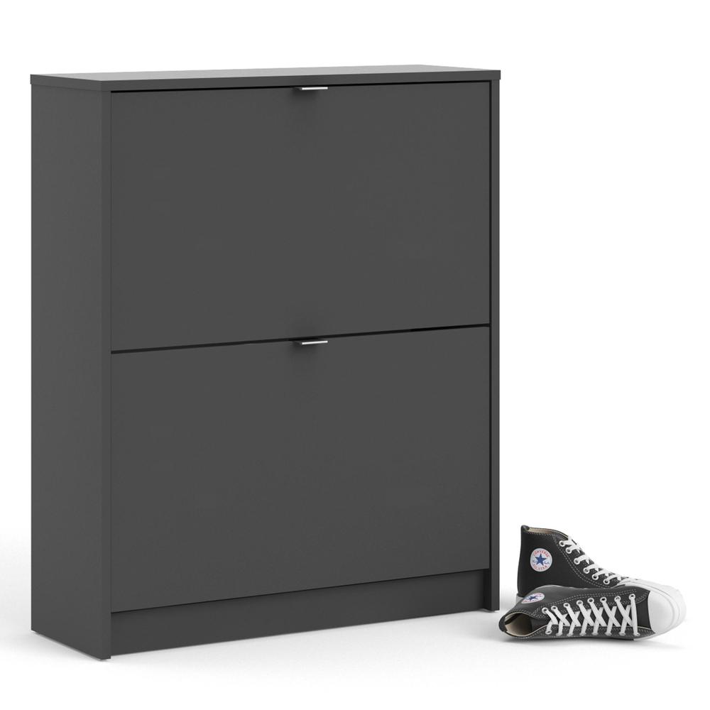 Bright 2 Drawer Shoe Cabinet, Matte Grey. Picture 11