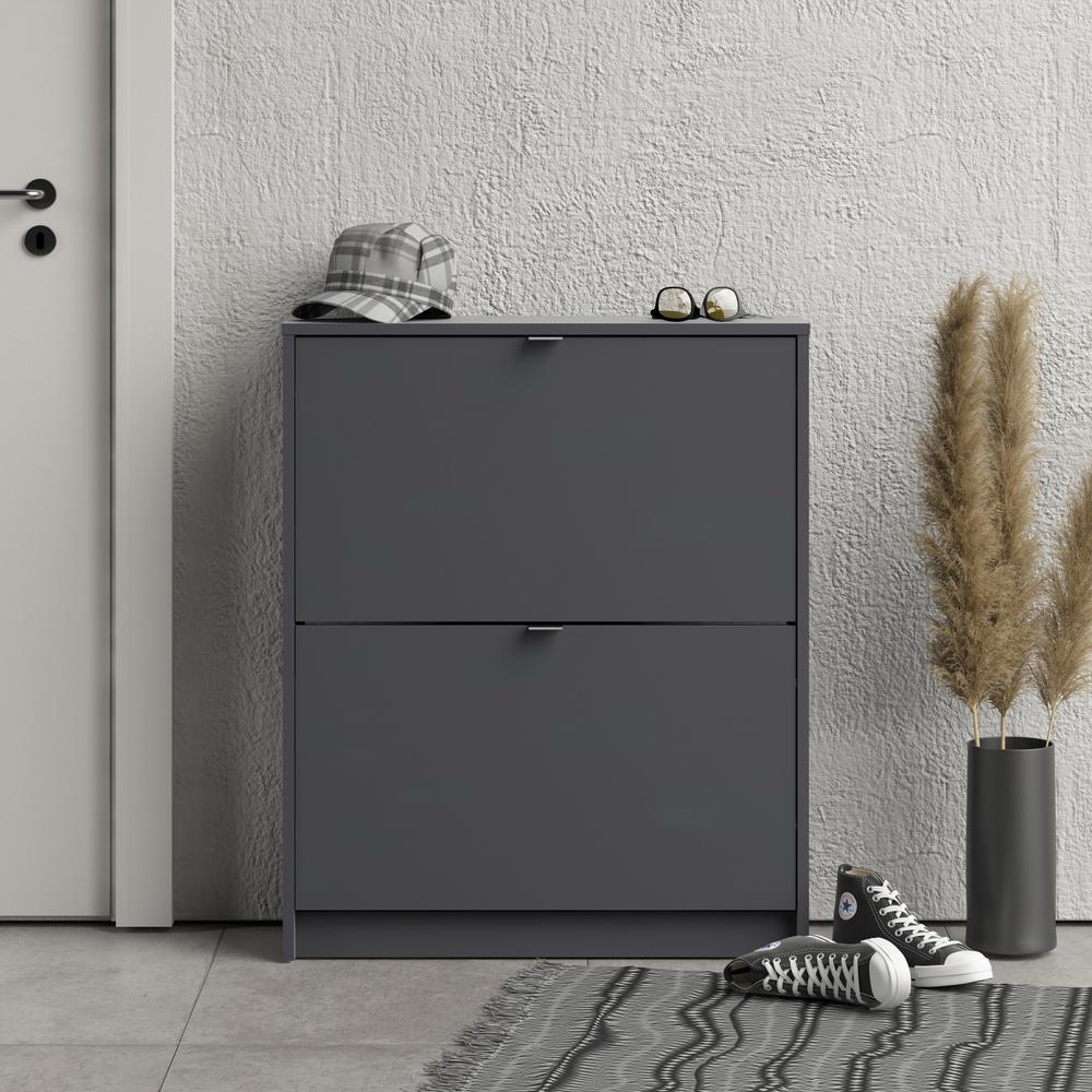 Bright 2 Drawer Shoe Cabinet, Matte Grey. Picture 13