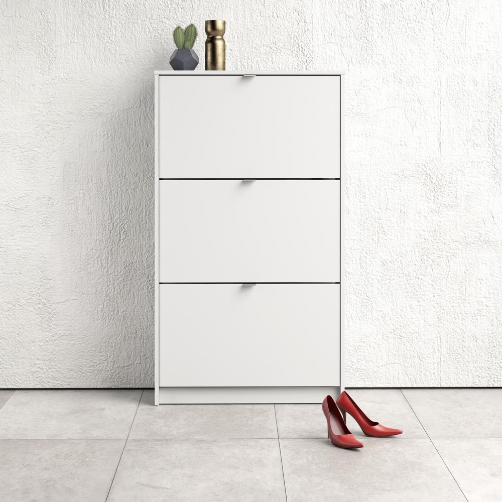 Bright 3 Drawer Shoe Cabinet, White. Picture 10