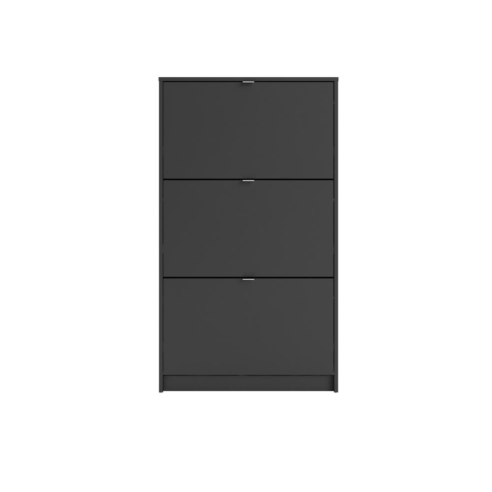 Bright 3 Drawer Shoe Cabinet, Black Matte. Picture 1