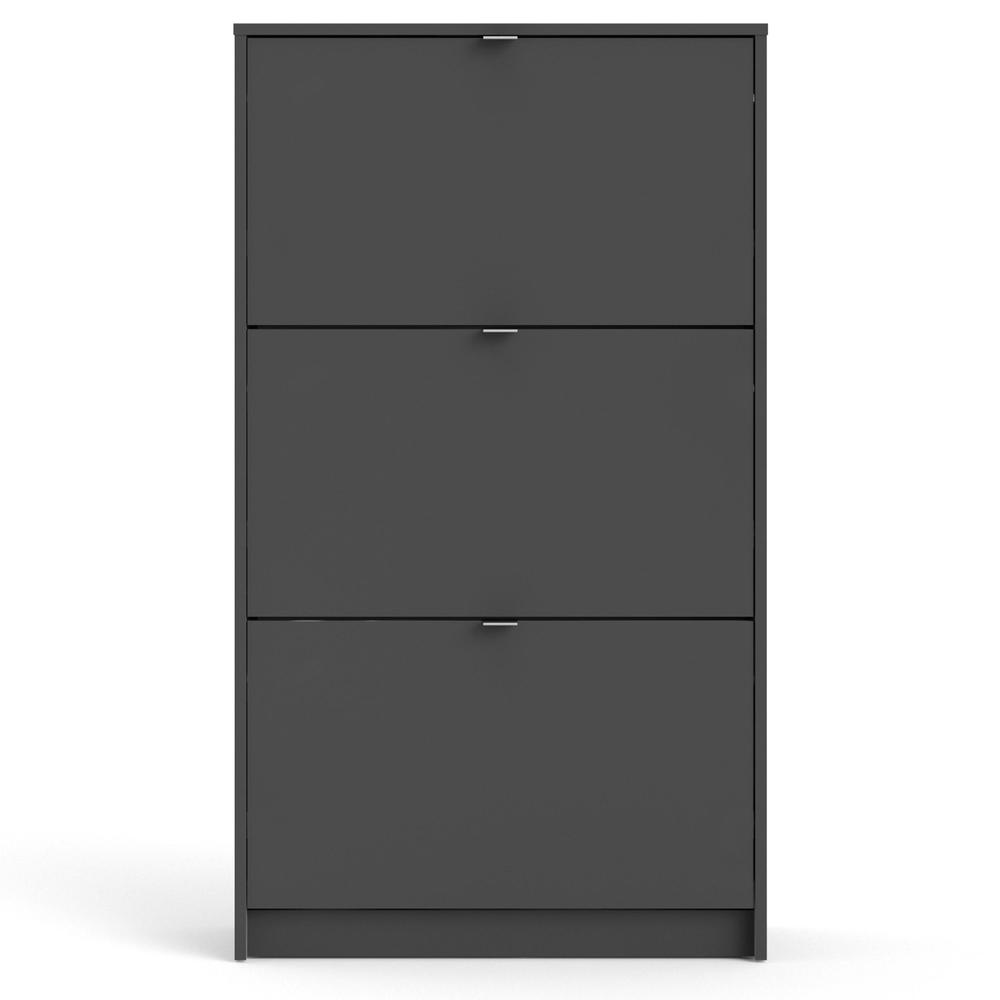 Bright 3 Drawer Shoe Cabinet, Matte Grey. Picture 2