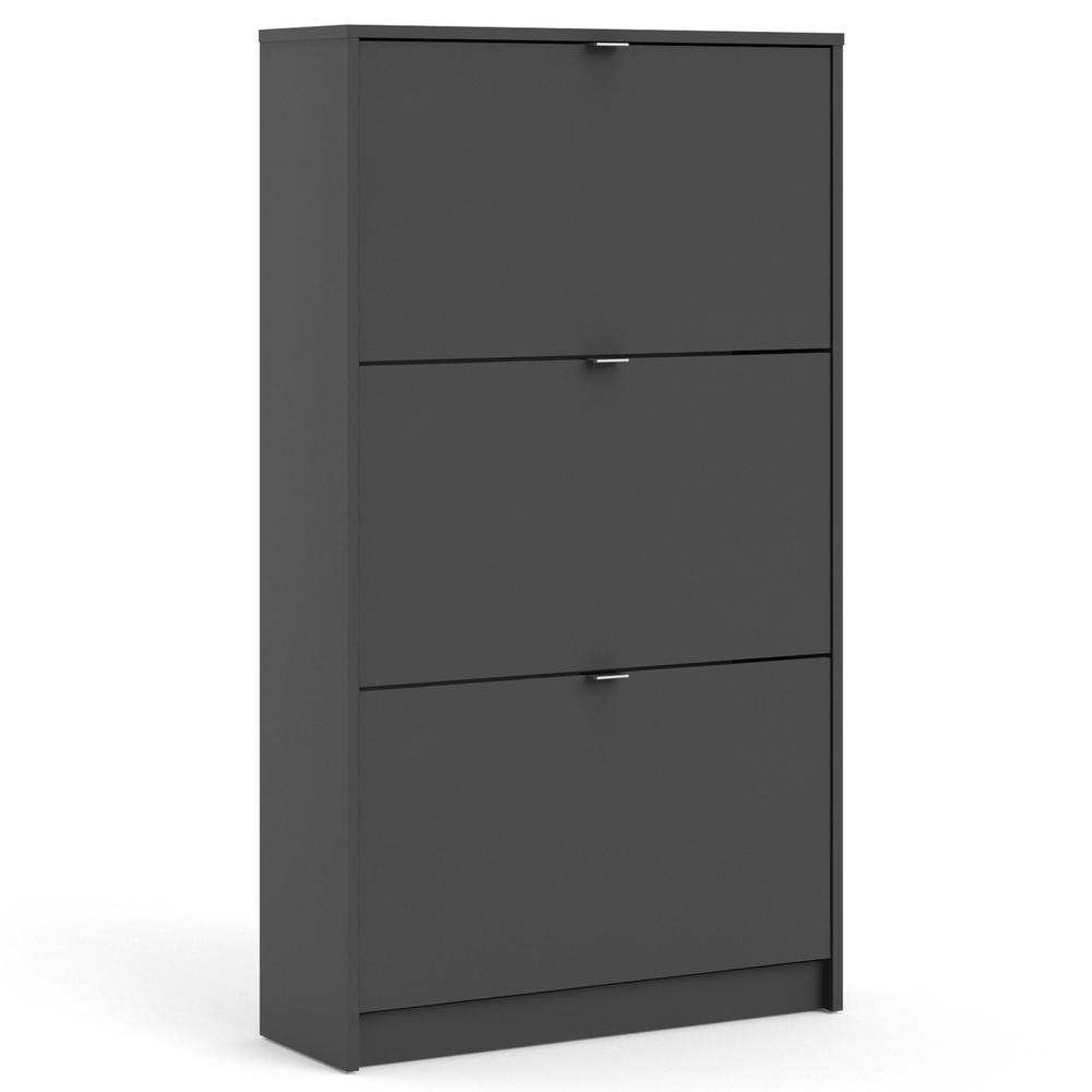 Bright 3 Drawer Shoe Cabinet, Matte Grey. Picture 1
