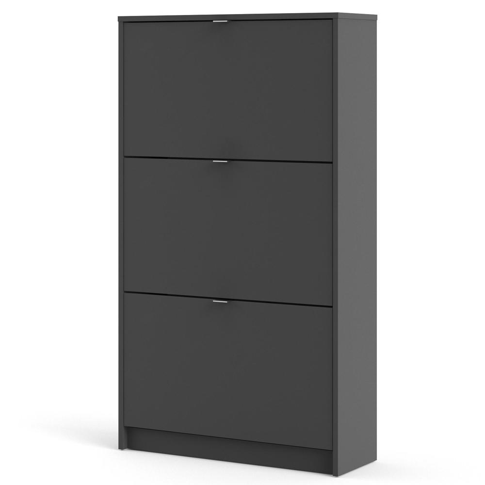 Bright 3 Drawer Shoe Cabinet, Matte Grey. Picture 3