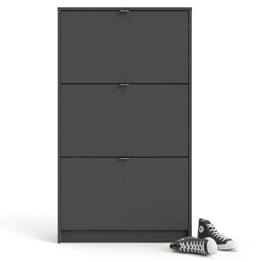 Bright 3 Drawer Shoe Cabinet, Matte Grey. Picture 7