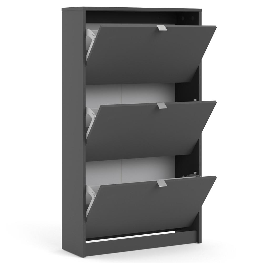 Bright 3 Drawer Shoe Cabinet, Matte Grey. Picture 5
