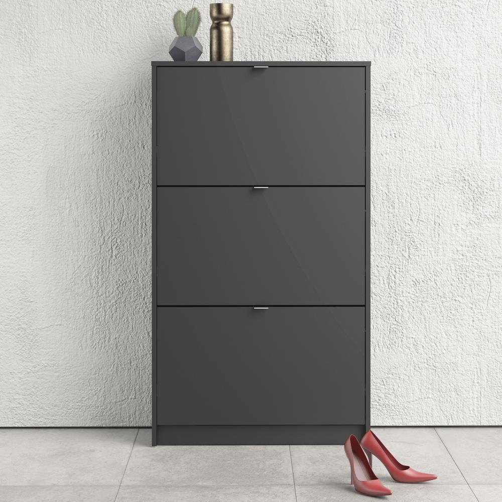 Bright 3 Drawer Shoe Cabinet, Matte Grey. Picture 8