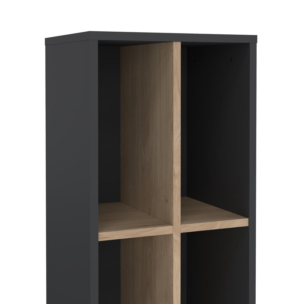 Sign Narrow 10 Shelf Bookcase/ bookcase with divider, Matte Grey/Jackson Hickory. Picture 6