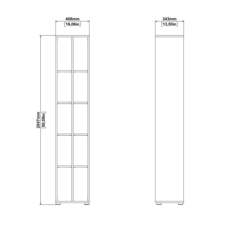 Sign Narrow 10 Shelf Bookcase/ bookcase with divider, Matte Grey/Jackson Hickory. Picture 10
