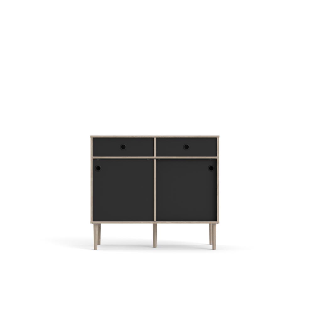 Rome 2 Drawer Sideboard with 2 Sliding Doors , Jackson Hickory/Black Matte. Picture 2